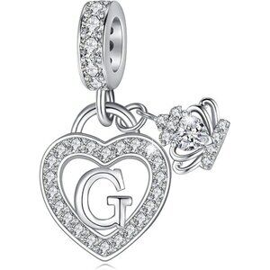 Letter G Letter Charms Silver Heart Alphabet Initial Dangle Charms